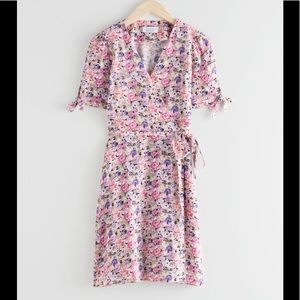 & Other Stories Floral Wrap Mini Dress